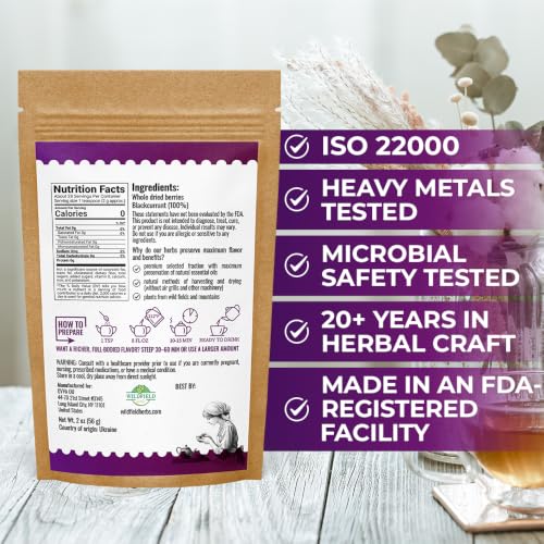 Image of 2 oz. Blackcurrant Fruit Herbal Tea (Ribes Nigrum) - 56g Dried Blackcurrant Berries Herb Te De Grosella Negra