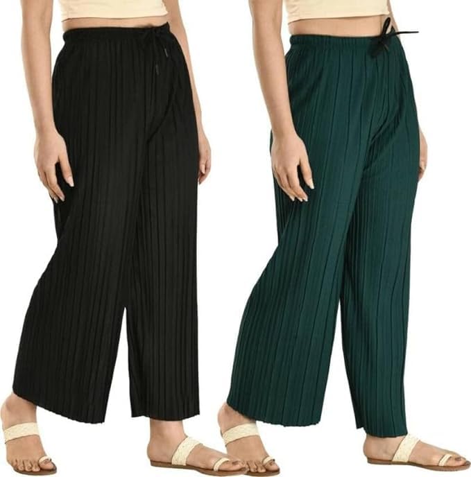 kbnbj Women's Lycra Palazzo - Stretchable & Comfortable | Premium Fabric | Stylish Free Size Bottom Wear for Casual, Office & Party Outfits-picture-19