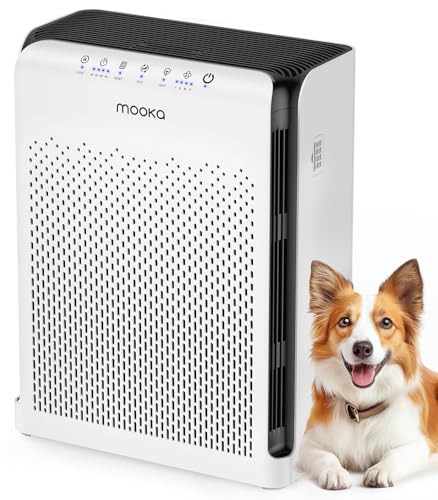 Air Purifiers for Home Large Room up to 2200ft², MOOKA Air Purifier for Home Pets Bedroom with ECO Mode & Fragrance, H13 HEPA Air Filter Cleaner for Pet Hair Dander Smoke Dorm Room Office, M200L