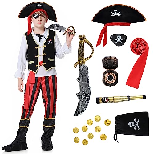 Enhenenhen Pirate Costume Enfant Deguisement Pirate, Déguisement de Pirate pour Garçon Fille avec...