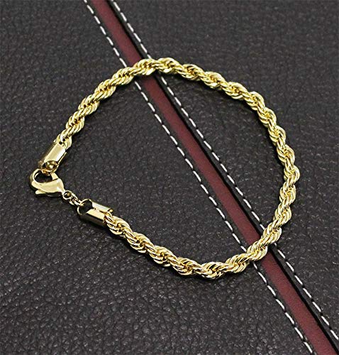 Pulseira Folheada a Ouro 18k Modelo Elo Baiano Com 6mm de Largura