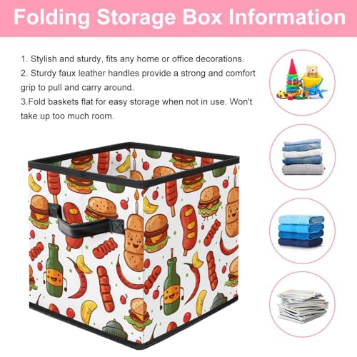 Boîte de rangement alimentaire pliable grand cube double poignées - 4
