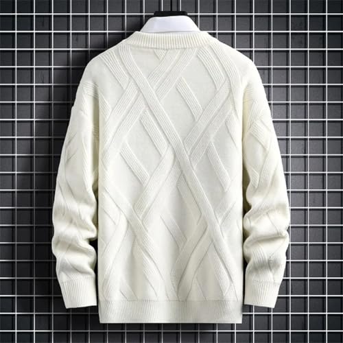 Men Vintage Warm Loose Sweater Plaid Pullover Winter Loose Harajuku Style Knitted Sweaters O-Neck Male Top4