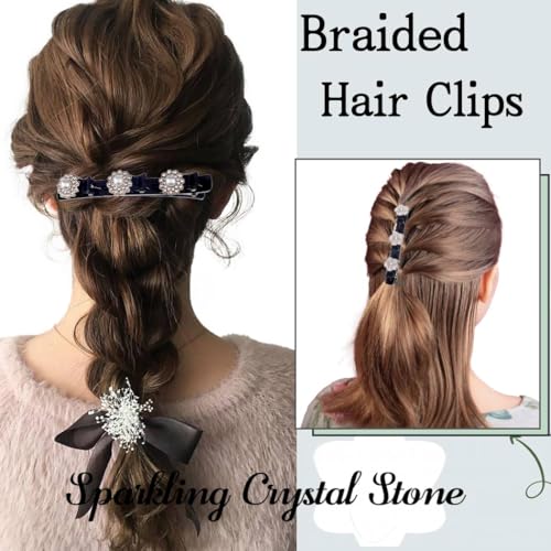 4 pinzas trenzadas con pedrería para cabello miniatura 5