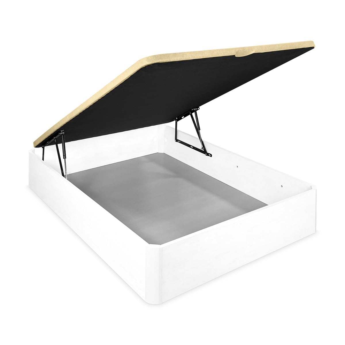 Somnia - Canapé Abatible Súper Reforzado Gran Capacidad con Tapa Transpirable, Esquinas Redondeadas, 135 x 190, Blanco