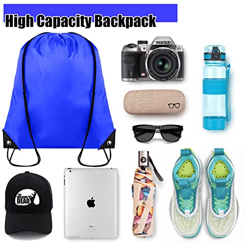 Drawstring Backpack Bulk 100Pcs Cinch Bag, Polyester Drawstring Bags for Gym Beach Sports Short Trip Party (Navy Blue)3