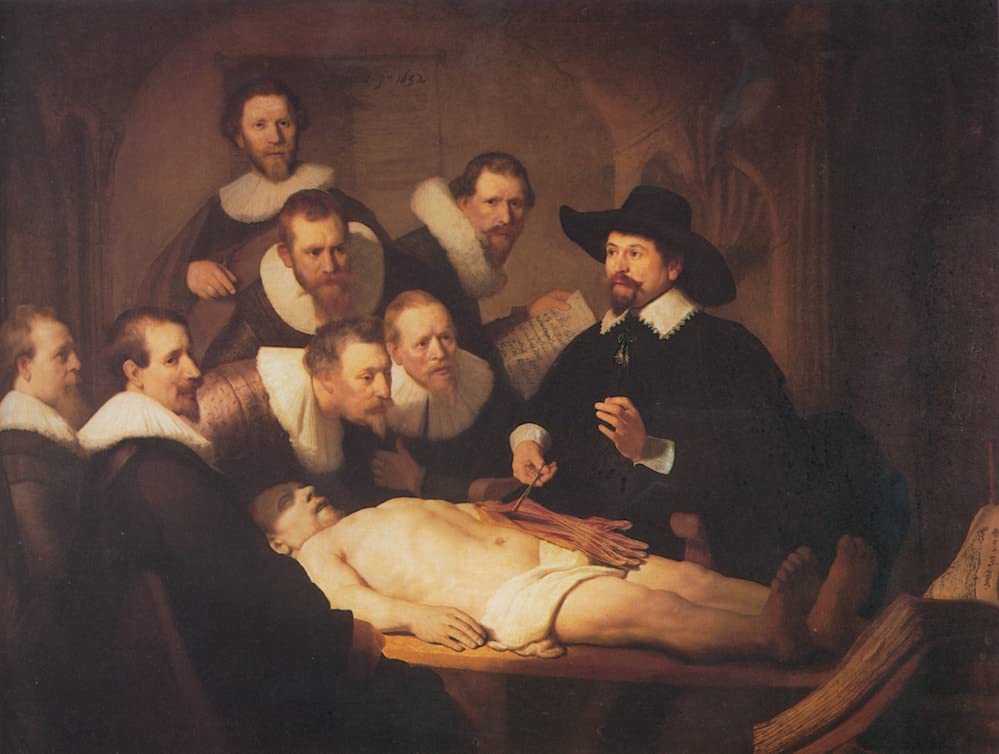 Tableau Rembrandt conférence d'anatomie Dr Tulp affiche impression toile décoration murale 60x90