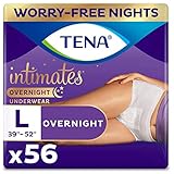 TENA Intimates Incontinence Underwear for Women, Overnight, Size Large, 56 Count (4 Packs of 14)
