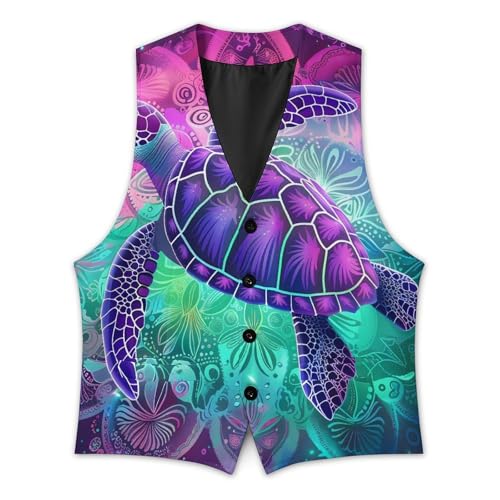 Sea Turtles Swimming Men's Suit Vest Slim Fit Business Dress Party Pattern Waistcoat Vest Top4
