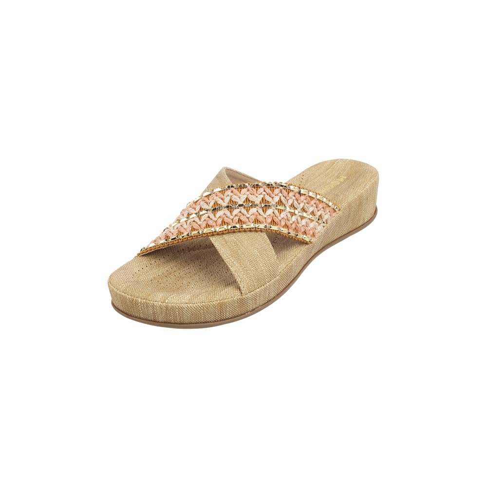 Mochi Women Beige Denim Multicolored Straps Comfortable Wedge Heel Slides UK/5 EU/38 (44-164) (B0D9NSPLZ3) Amazon Price History, Amazon Price Tracker