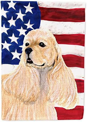 Caroline's Treasures SS4006GF USA American Flag with Cocker Spaniel Flag Garden Size