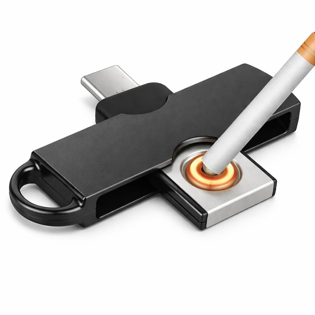 USB Rechargeable Electric Coil Lighter | Flameless & Windproof | Type-C Charging | Portable Keychain Lighter for Candle, Camping & Outdoor Use-image-2