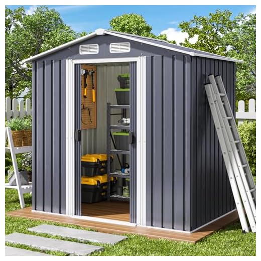 Xbro Capanno per Attrezzi in Metallo 2.33㎡, Casetta da Giardino da Esterno con Tetto Spiovente e Porta Scorrevole, Casetta per Attrezzi con Serratura e Guanti, 184x119x186 cm