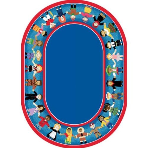 Children of Many Cultures 7 ft.8 in. x 10 ft.9 in. Oval WearOn Nylon Machine Tufted- Cut Pile Educational Rug