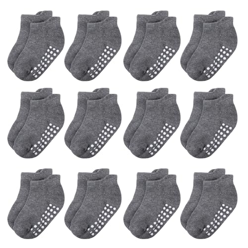 Image of jealkip Baby and Toddler Socks,Soft Cotton Non-Slip Ankle Socks for New Born,Boys and Girls