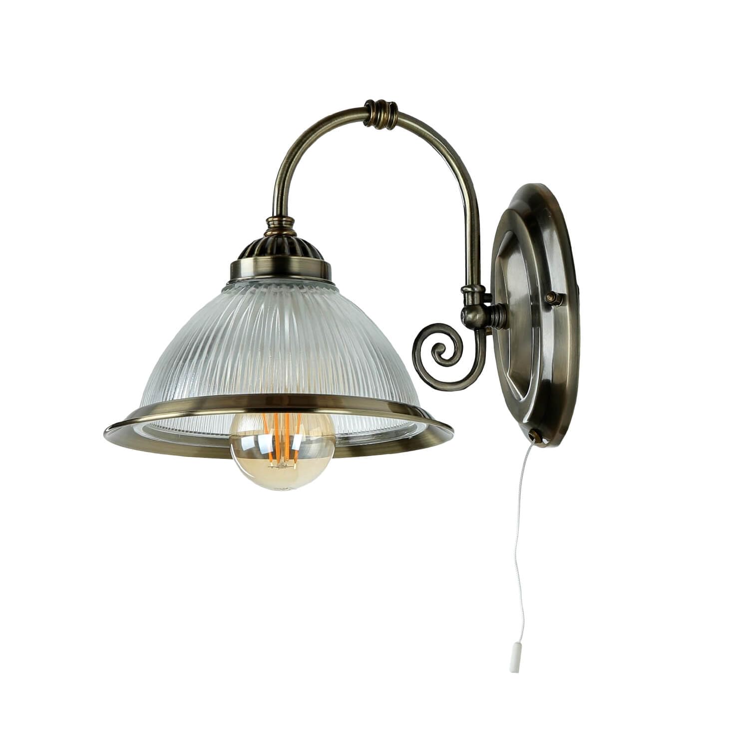 Licht-Erlebnisse Wandleuchte in Messing Antik Jugendstil 1xE27 bis zu 60 Watt 230V aus Metall & Glas Schlafzimmer Küche Wohnzimmer Esszimmer Lampen Leuchte Beleuchtung innen