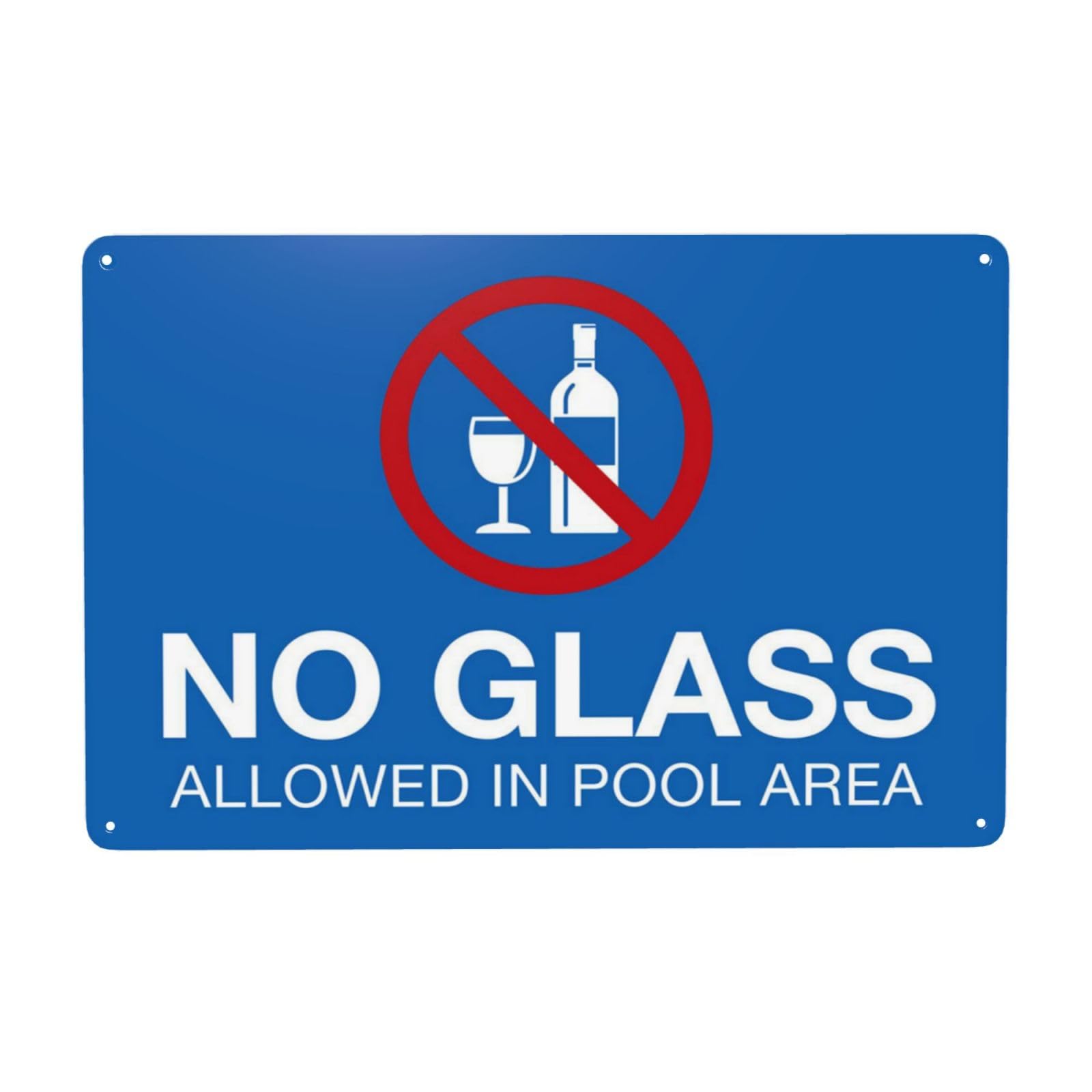 Vintage Metal Tin Sign, No Glass Allowed In Pool Area Pool Rule Wall Decor, 12x8 Inch