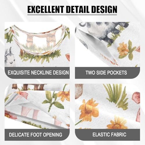 Pajama Sets Short Sleeve Farm Animals on Grass Soft Cotton Summer Sleepwear 2 Piece PJS Size 5-14T3