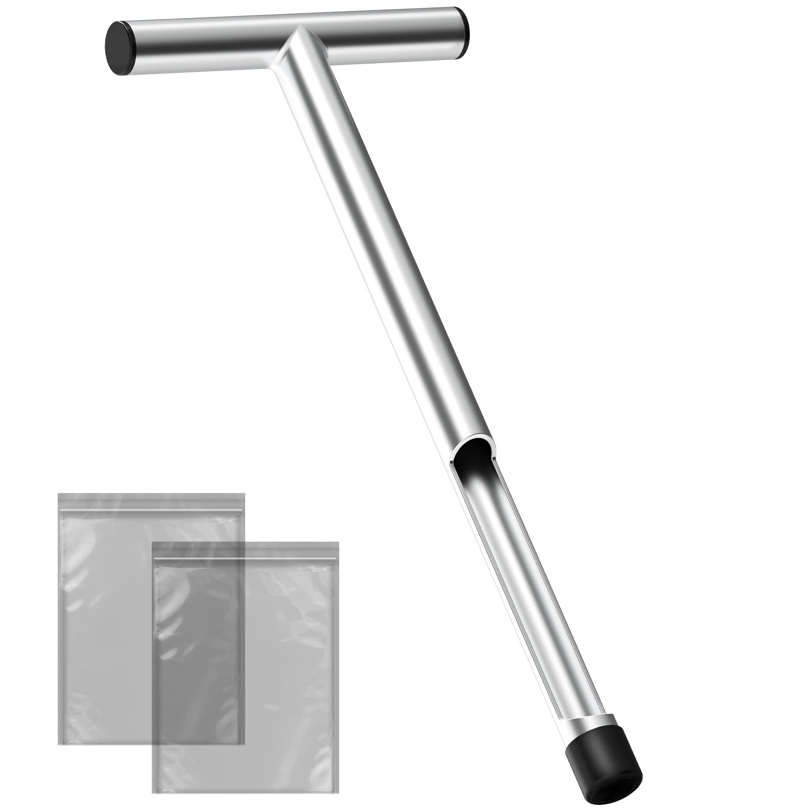 Photo 1 of ForoGore 17 Inch Stainless Steel Soil Sampler Probe, T-Style Handle Soil Test Probe, Soil Probe for Soil Sampling, Soil Test Kit for Plant Care, Farm, Lawn Garden