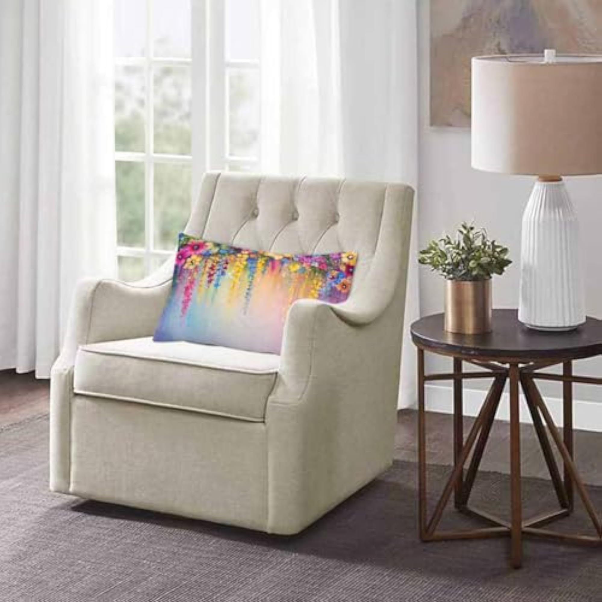 Abstract Floral Watercolor Throw Pillow Cover for Sofa