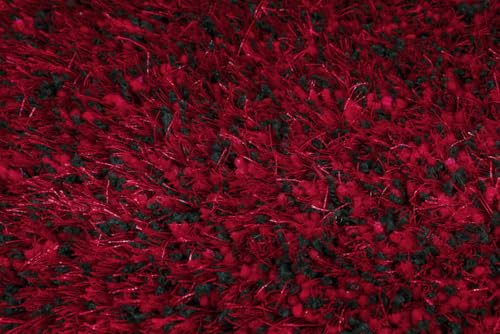 Image of FIASCO Tie Dye Shaggy Carpet Bedside Runner | 2 Inch Pile Height Back in Canvas for Bedroom, Kids Room, Guest Room Microfiber Soft Plush Fluffy Shaggy Carpet | 1.5x4 Feet Red Black Mix