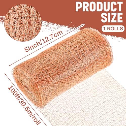 Image of Gisafai 5'' X 100 ft Copper Mesh Roll for Rodent Control, 1 Roll