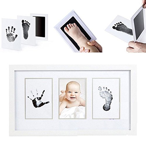 LawUza Juego de Almohadillas de Tinta para Huellas de bebé Recién Nacido, con 2 Tarjetas Blancas no Tóxicas, Color Negro