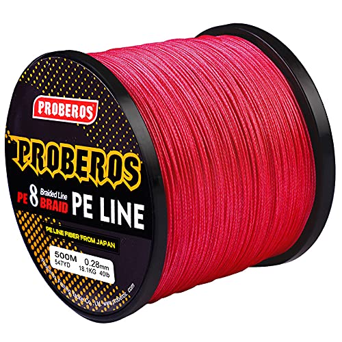 500m gevlochten vislijn, slijtvaste nul stretch gevlochten lijnen 8 strengen super sterke superline 6LB -300LB,Rood,70LB(0.4mm