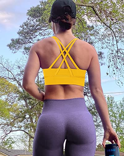 Ama Larsi Strappy Sports Bra For Women High Impact Sexy Crisscross Back Wirefree Padded Workout Yoga Bra #TOP3