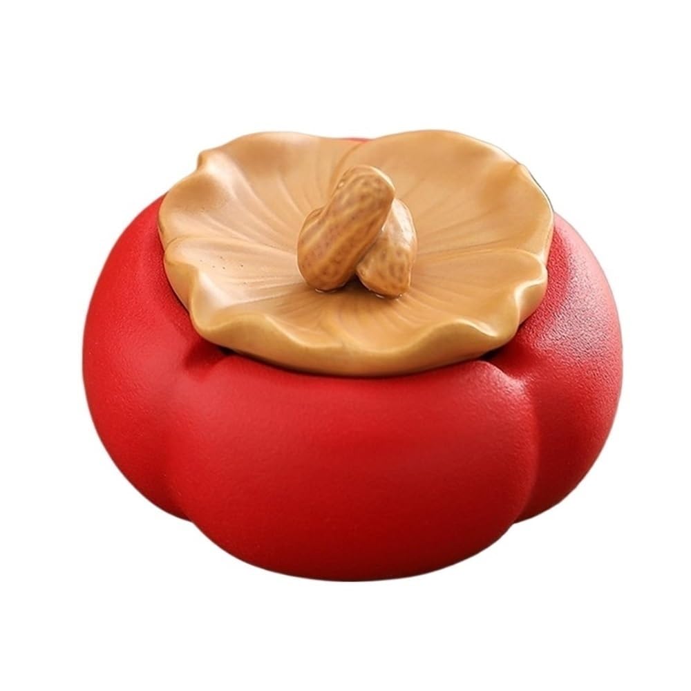Desk Decor Persimmon Ashtray with Lid Made of Ceramic for Living Room Office Desktop Solid Color Office(Yellow)