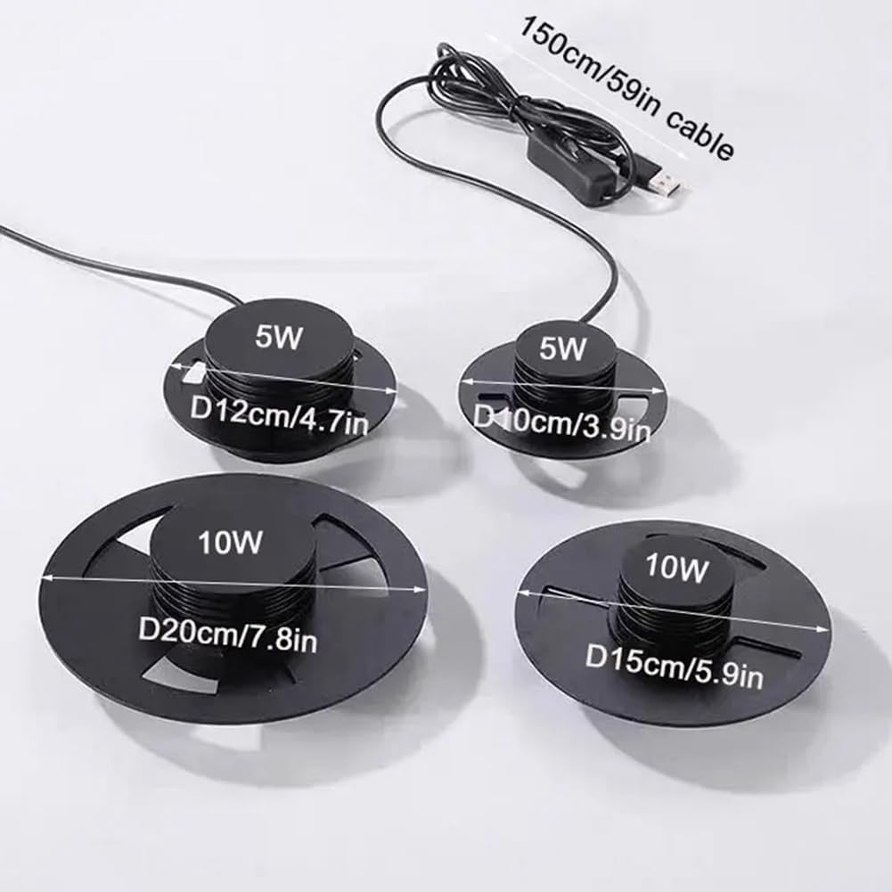 Lámpara LED para Plantas de, Lámpara LED para Plantas, Lámpara USB Ecológica, Lámpara Hidropónica Ventilada, Acuática, 10 W, 15 Cm