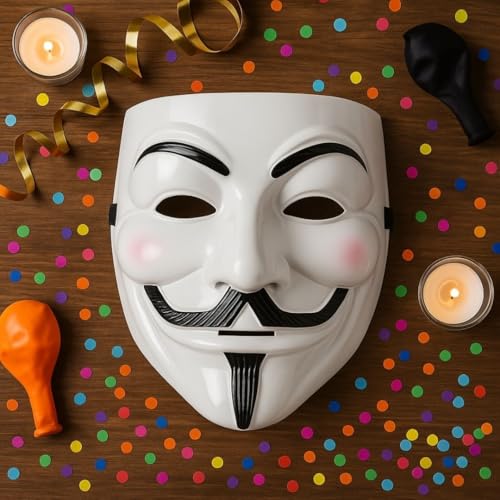 Image of WANNA PARTY V for Vendetta Comic Face Mask Anonymous Guy Fawkes, White
