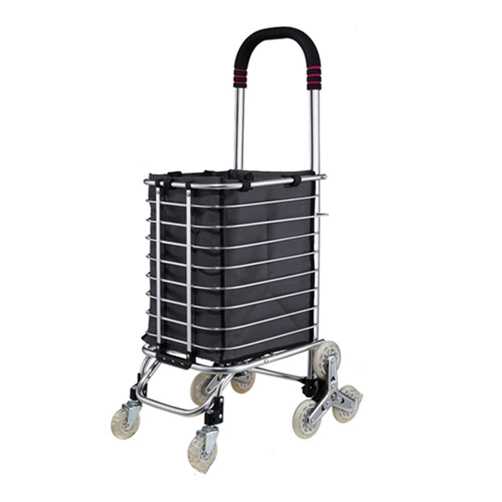 ZPF Climbing Shopping Cart, Collapsible Portable Light Stair Car with Swivel Casters and Removable Waterproof Bag for Buying Fruits, Vegetables, Drinks