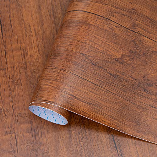 Decoroom Peel And Stick Wood Grain Contact Paper 17.71 Inch X 118 Inch Brown Wooden Look Wallpaper Self-Adhesive Decorative Wood Wallpaper Removable Vinyl Film Easy To Apply For Old Furniture Kitchen Cabinets thumb #3