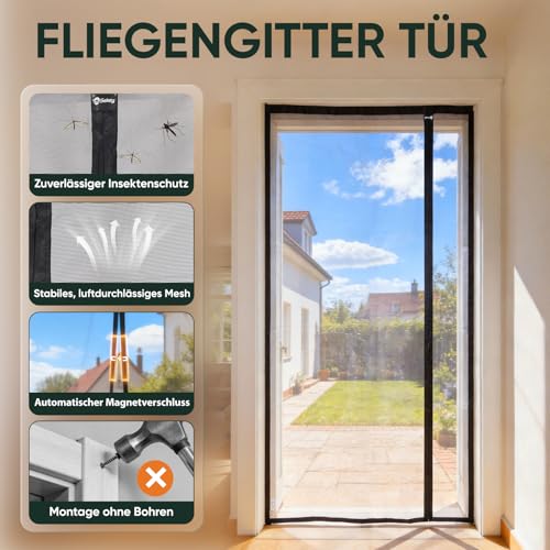 Sekey Fliegengitter Tür für Balkontür Magnetvorhang Insektenschutz für Seitliches Öffnen, Magnet Fliegengitter Balkontür… – Ansicht 5