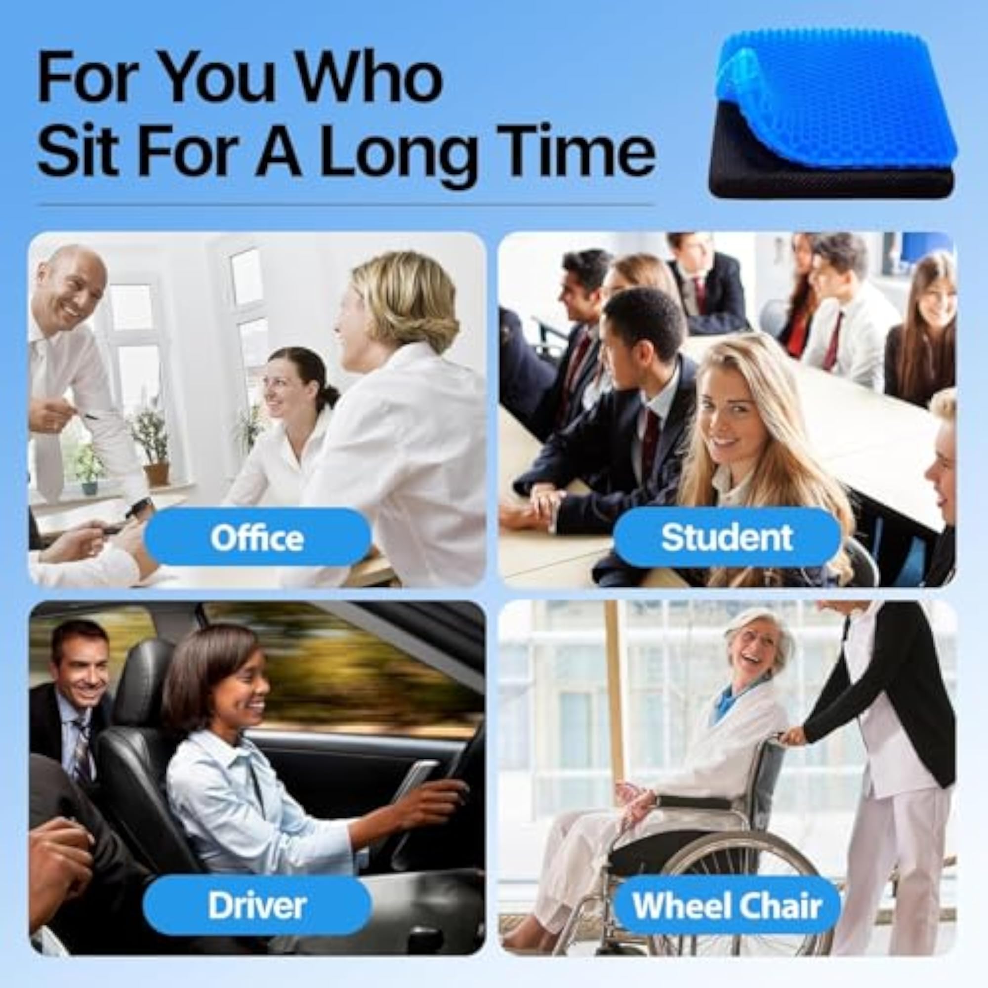 Orthopedic Gel Seat Cushion for Lumbar Support