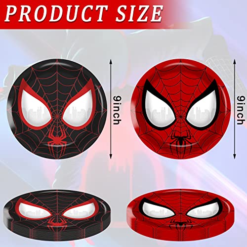 20 Pcs Spider Party Paper Plates, Black Spider Hero Theme Disposable Party Plates For Kids Birthday Party Supplies,2 Styles, 9 Inches #TOP2