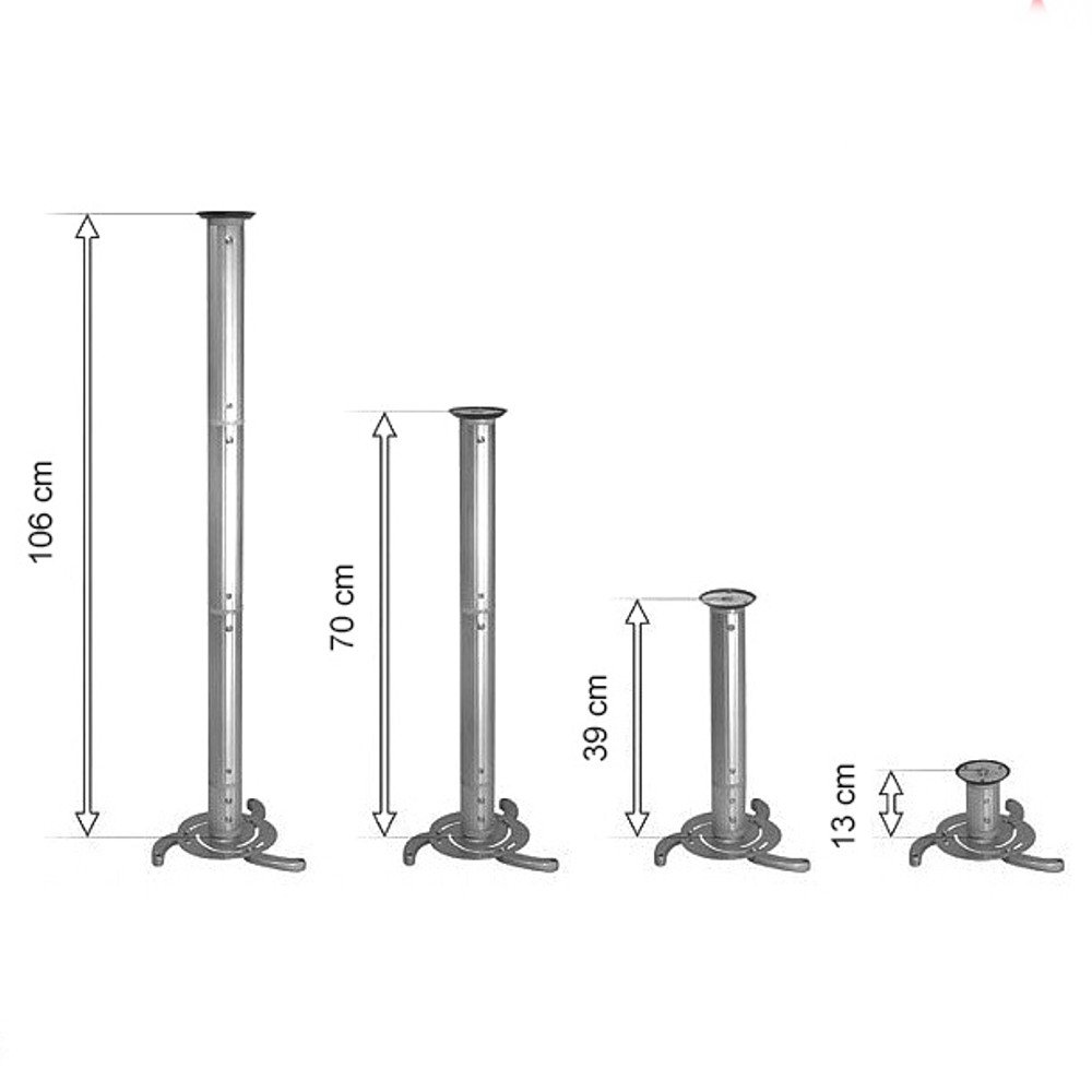 Maclean MC-517 S Argento Supporto Staffa Proiettore Videoproiettore 80-980mm Universale Regolabile da Soffitto fino a 10kg
