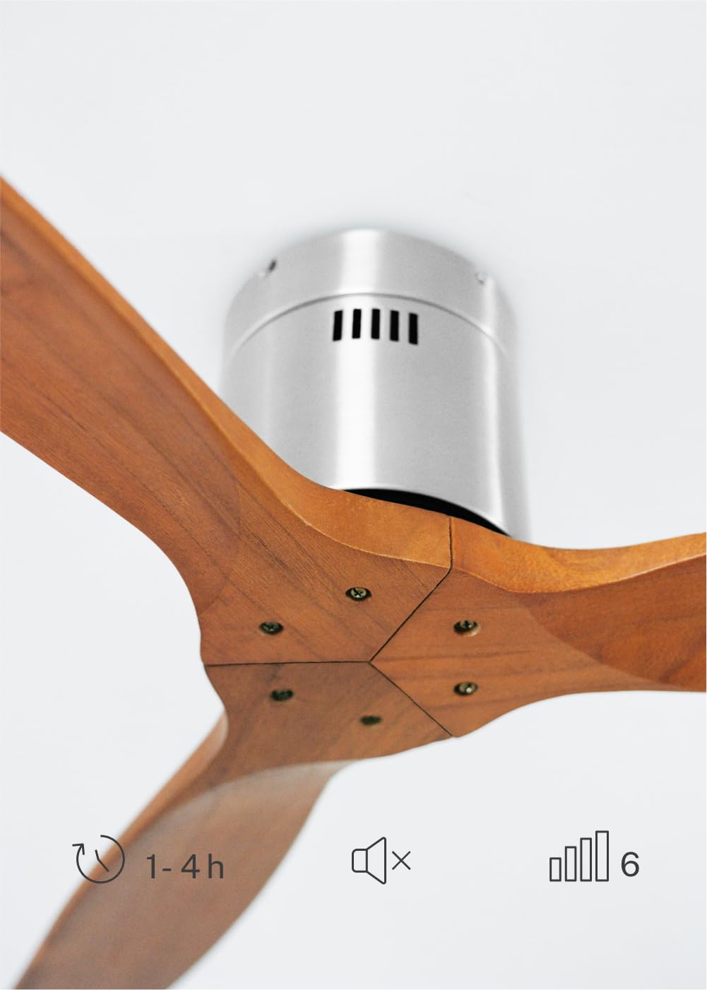 CREATE / WINDCALM NATURAL WOOD M/Deckenventilator Nickel Dunkelholzflügel mit Fernbedienung / 40W, Timer, Ø132 cm, 6 Geschwindigkeiten, Sommer-Winterbetrieb