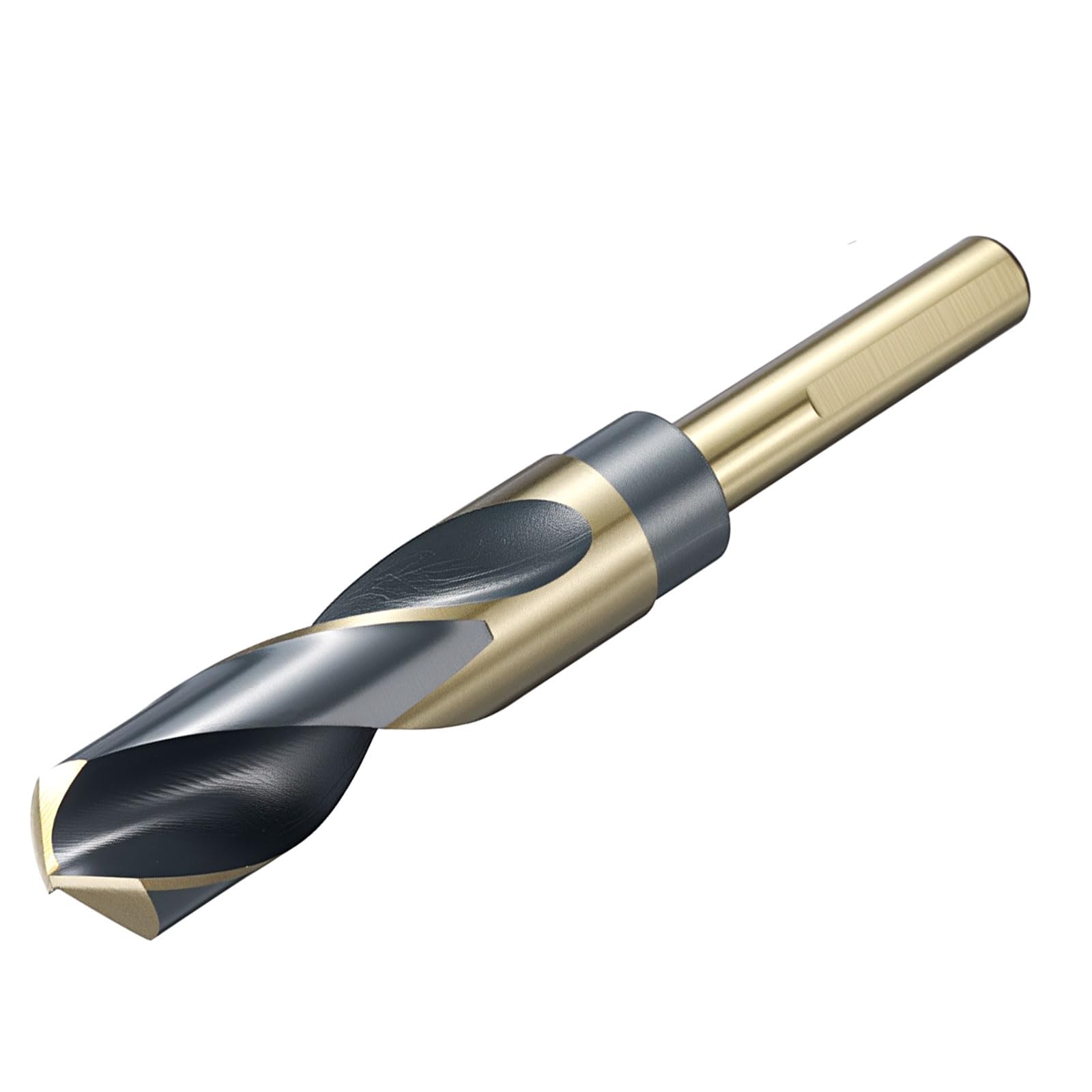 sourcing map 22.2mm (7/8") Drill Bit 1/2" Reduced 3-Flat Shank 4241 High-Speed Steel Bits Black and Gold Finish 118°Drill for Light-duty Machining Acrylic Plastic Wood Soft Metal