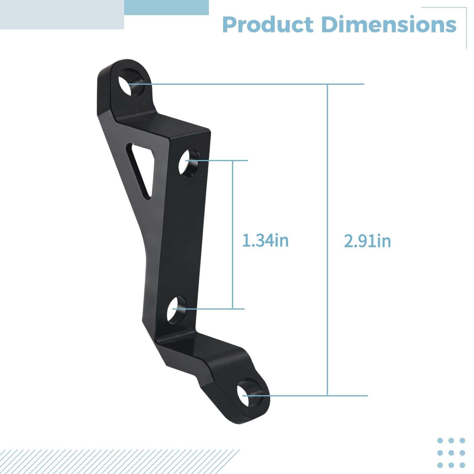 Bike Brake Mount Adapter, 74 Mm to 34 Mm (2.91 to 1.34) – CNC Aluminum Post to Flat Mount Conversion Bracket with Installation Hardware