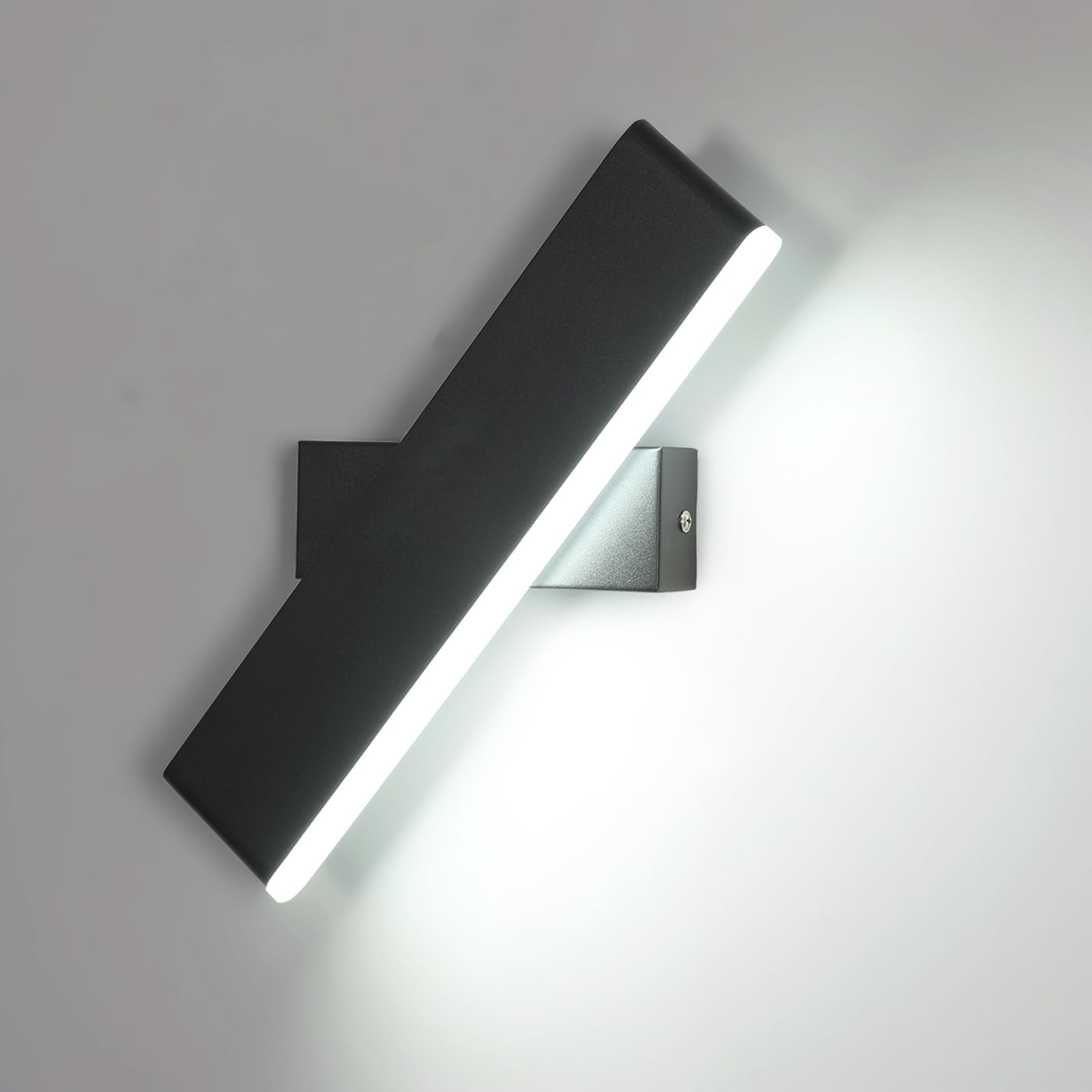 Pheashine Wandleuchte Innen 9W, 360° Drehbare Moderne Wandlampe, 6500K Kaltweiß Wandleuchte LED Schwarze für Schlafzimmer, Wohnzimmer, Flur, Treppenhaus