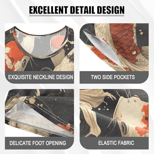 Pajama Sets Short Sleeve Koi Fish Pattern Soft Cotton Summer Sleepwear 2 Piece PJS Size 5-14T3