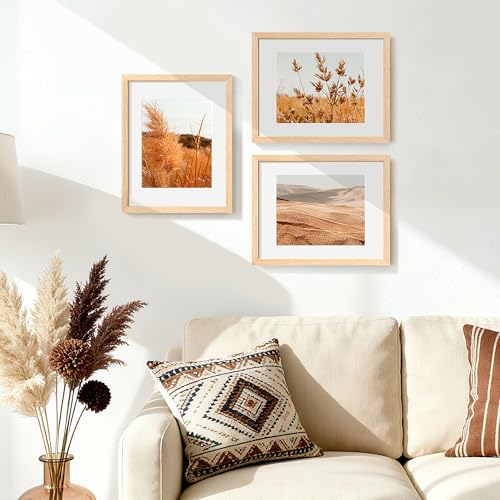 Image of upsimples 11x14 Picture Frame Solid Wooden, Nursery Wall Frames Set of 3