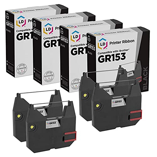 LD Compatible Printer Ribbon Cartridge Replacement for Brother 1030 GR153 (Black, 4-Pack) Compatible with Brother Typewriter AX10 Brother Typewriter AX15