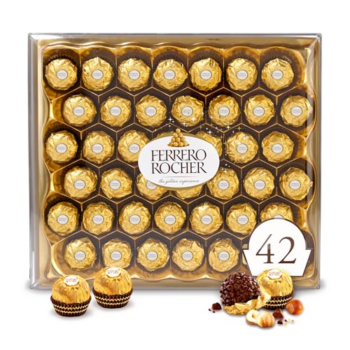 Ferrero Rocher, 42 Count, Premium Gourmet Milk Chocolate Hazelnut, Individually Wrapped Candy for Gifting, Great Easter Gift, 18.5 oz (pack of 1)