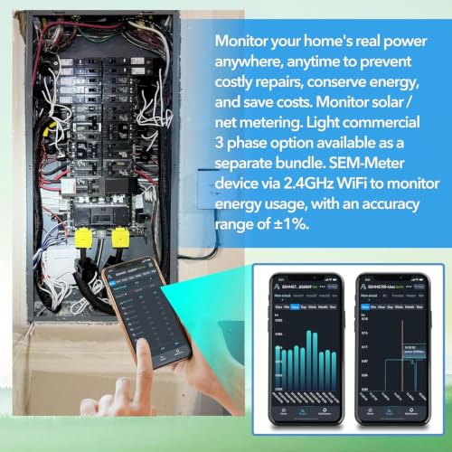 Image of Smart Home Energy Monitor with 8 50A Circuit Level Sensors, Measure Power Usage in Real-Time, History with App (8 50A Circuit Level Sensors) - Compatible with Home Assistant