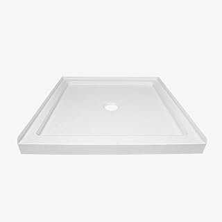 DeerValley 35"L x 35"W Single Threshold Shower Base in White, Center Drain Location, Square Acrylic Shower Pan, Non-slip Design DV-1SB0111
