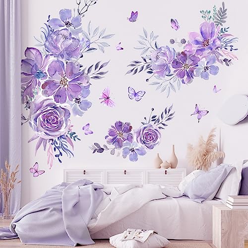 Vinilos Decorativos Flores 3D 8 Piezas 60x30 cm Morado miniatura 5