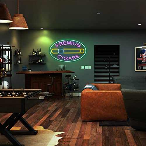 Image of Large Size Cigars Neon Sign for Smoke Tobacco Business Display,Dimmable Neon Lights for Cigar Lounge.Smoke Shop Light.(Purple).